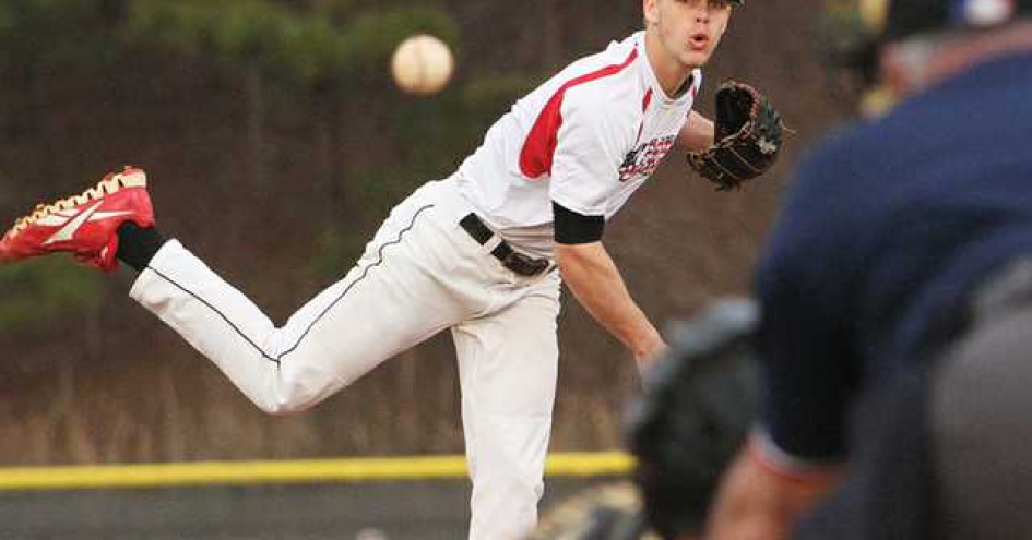 Ryan McKenna (18) of St. Thomas Aquinas in Berwick, Maine playing