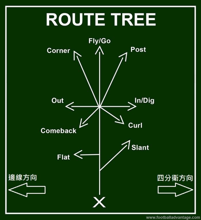 路線樹(Route tree)，圖片來自網站football advantage