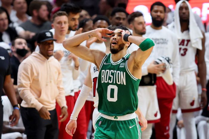 The Heat's defensive end effectively blocked Jayson Tatum in the second half